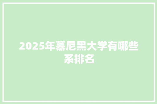 2025年慕尼黑大学有哪些系排名