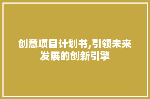 创意项目计划书,引领未来发展的创新引擎
