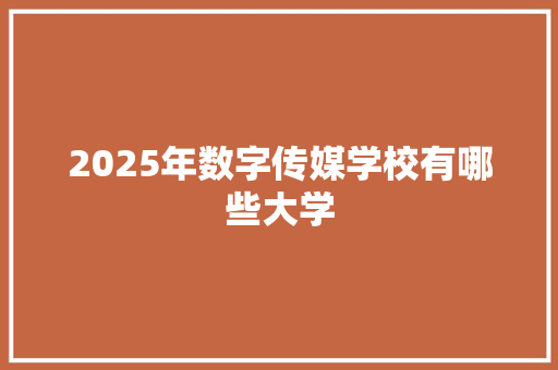 2025年数字传媒学校有哪些大学