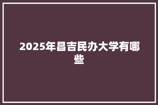 2025年昌吉民办大学有哪些