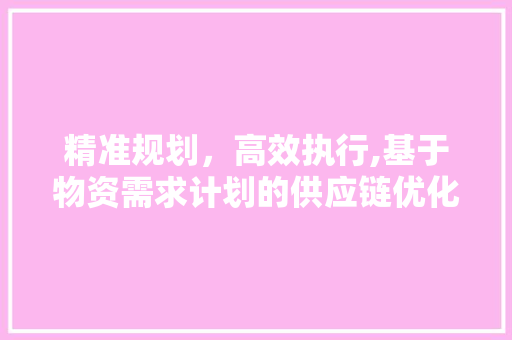 精准规划，高效执行,基于物资需求计划的供应链优化之路