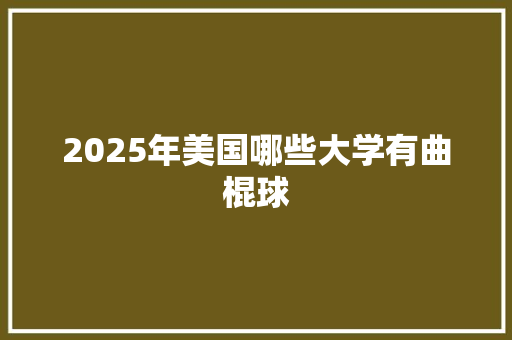 2025年美国哪些大学有曲棍球