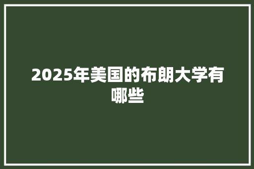 2025年美国的布朗大学有哪些