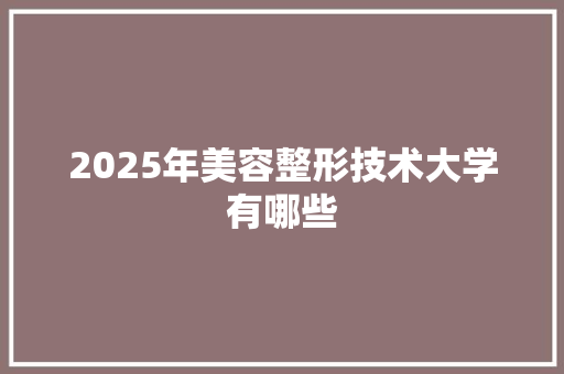 2025年美容整形技术大学有哪些