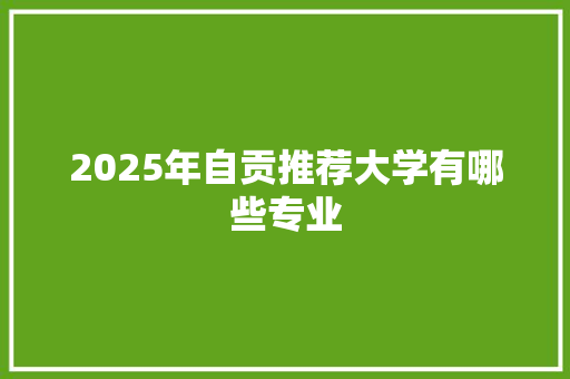 2025年自贡推荐大学有哪些专业