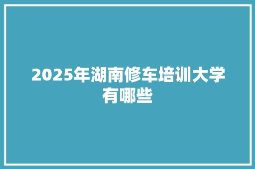 2025年湖南修车培训大学有哪些