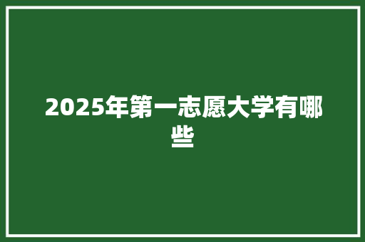 2025年第一志愿大学有哪些