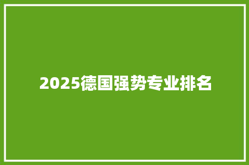 2025德国强势专业排名