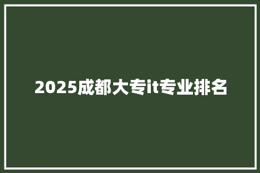 2025成都大专it专业排名