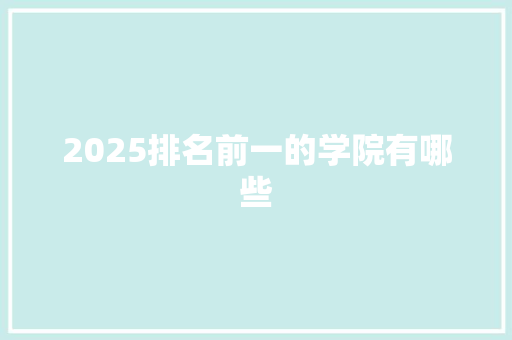 2025排名前一的学院有哪些