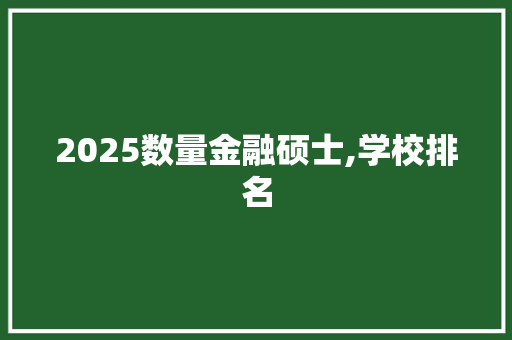 2025数量金融硕士,学校排名