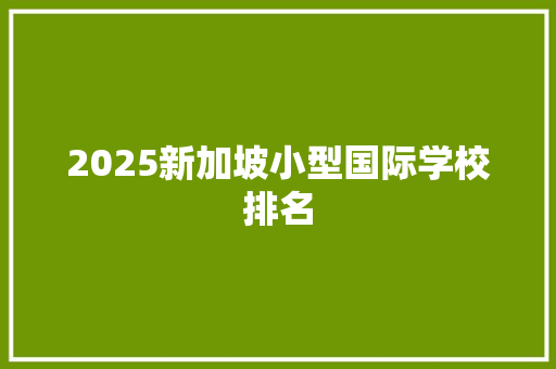 2025新加坡小型国际学校排名