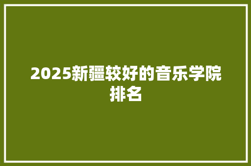 2025新疆较好的音乐学院排名