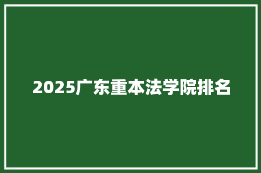2025广东重本法学院排名