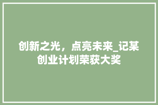 创新之光，点亮未来_记某创业计划荣获大奖