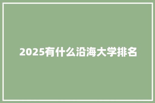 2025有什么沿海大学排名