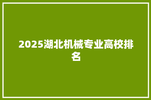 2025湖北机械专业高校排名