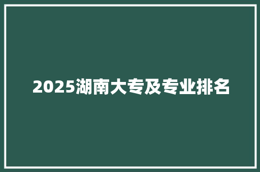 2025湖南大专及专业排名