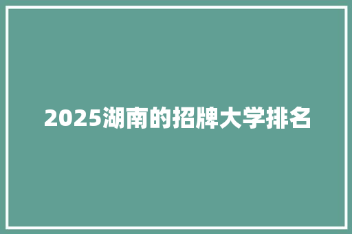 2025湖南的招牌大学排名
