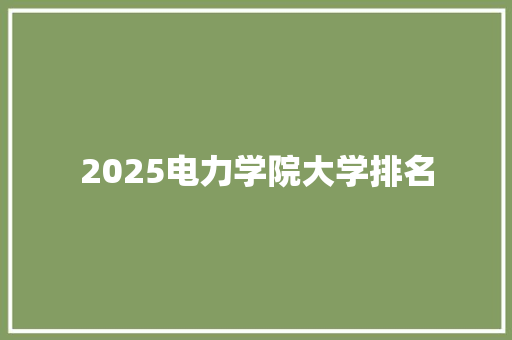 2025电力学院大学排名