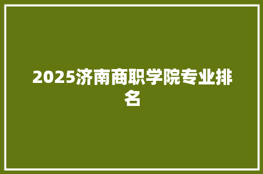 2025济南商职学院专业排名