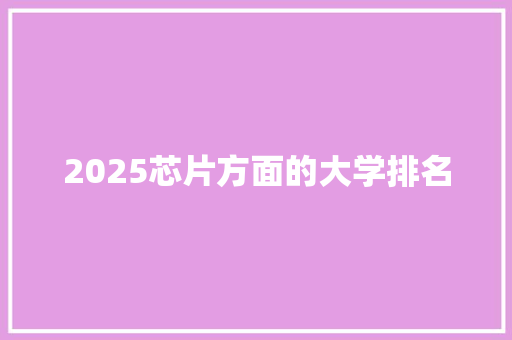 2025芯片方面的大学排名