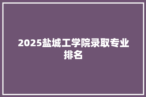 2025盐城工学院录取专业排名