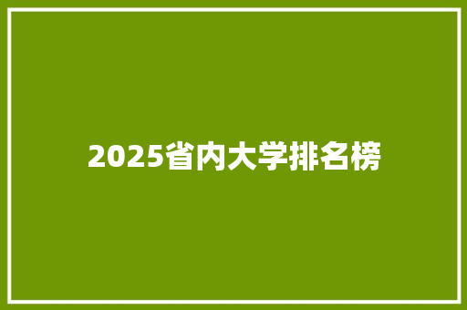 2025省内大学排名榜