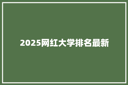 2025网红大学排名最新